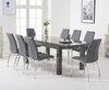 8 seater dark grey high gloss extending dining table and chairs
