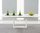 Extendable white high gloss dining table with 8 black chairs
