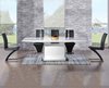 160-220cm Extending white high gloss dining table and 8 black chairs