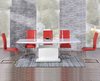 Extending 6 seater white high gloss dining table and red chairs