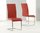 White high gloss dining table and 2 red chairs