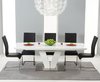 180-220cm white high gloss dining table and 8 black chairs