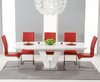 180-220cm white high gloss dining table and 8 red chairs