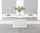 150-210cm white high gloss dining table and 8 black chairs