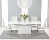 150-210cm white high gloss dining table and 6 white chairs