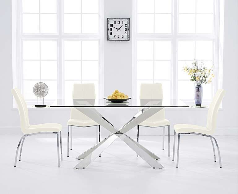 160cm Clear Glass Dining Table With 6, Clear Glass Dining Table And Chairs
