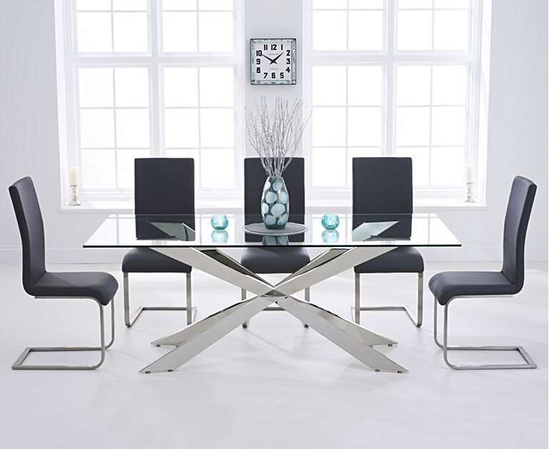 8 Seater Glass Dining Table With Grey, Large Glass Dining Table Seats 8