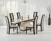 Brown with cream marble dining table and 6 chairs