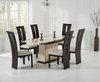 180cm Cream marble dining table and 6 wood gloss chairs