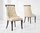 Brown marble dining table and 6 cream chairs set
