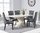 White marble dining table and 6 grey chairs