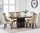Stylish brown marble dining table and 6 cream chairs