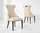 Brown marble dining table with 6 cream modern chairs