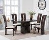 Brown marble dining table set with 6 chairs