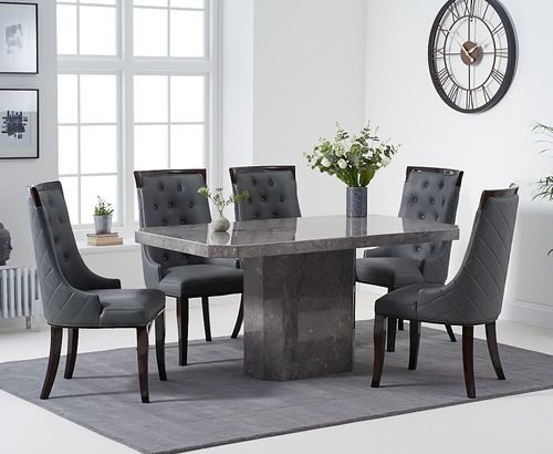 Stylish grey marble dining table and 6 chairs