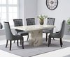 White with grey veining marble dining table and 6 chairs