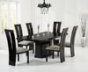 160cm Black marble dining table and 6 chairs