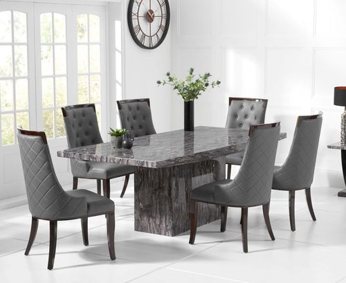 Stunning grey marble dining table and 6 chairs