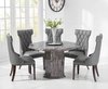 Octagonal grey marble dining table and 4 grey chairs set