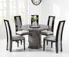 Octagonal grey marble dining table and 4 fabric chairs
