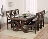 Dark wood oak dining table and 8 chairs