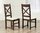 Extending dark oak dining table and 8 cream chairs