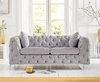 Grey plush velvet 2 seater sofa