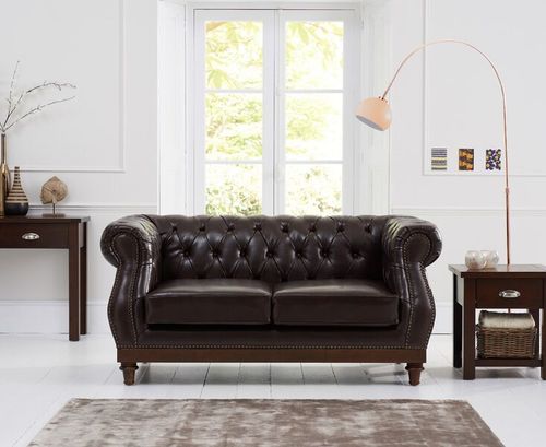 Stylish brown leather 2 seater sofa