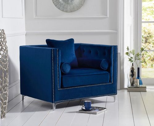 Deep blue velvet armchair