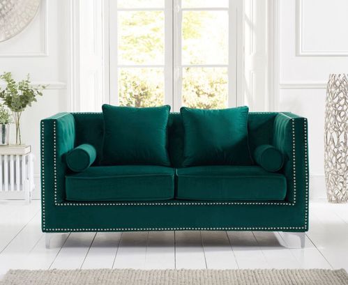 Classic green velvet 2 seater sofa