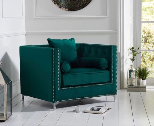 Classic green velvet armchair