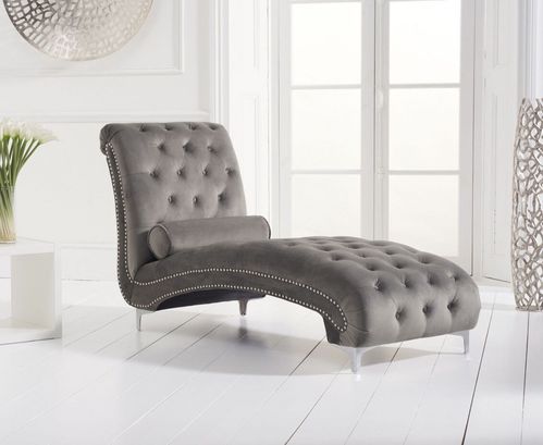 Classic grey velvet chaise