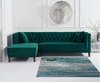 277cm green velvet corner chaise sofa - left facing