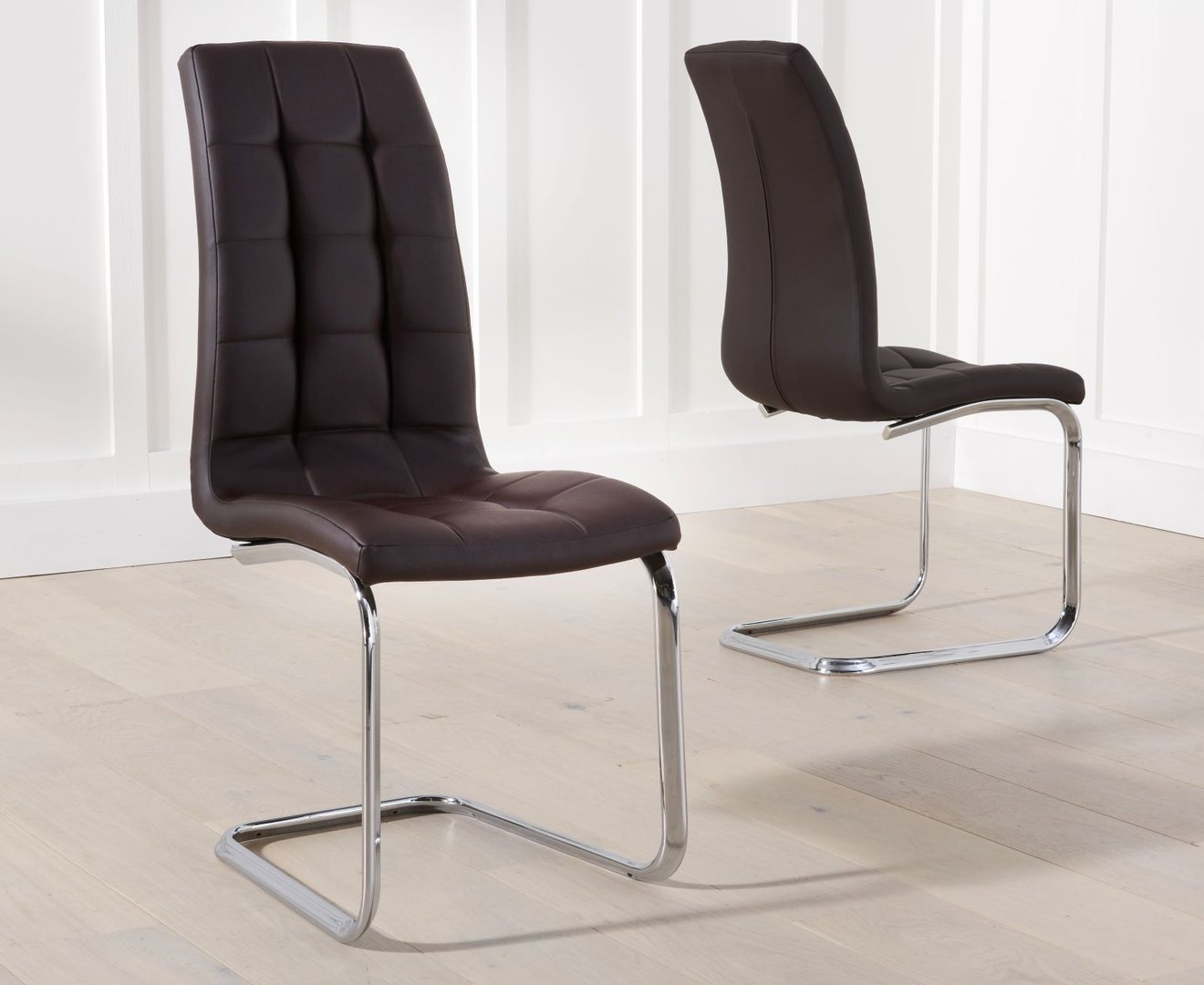 Contemporary brown faux leather dining chairs Homegenies