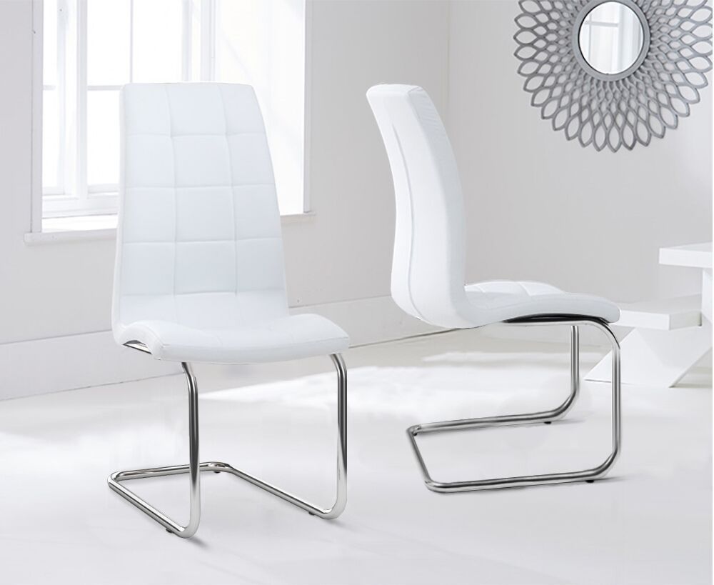Contemporary White Faux Leather Dining Chairs Homegenies