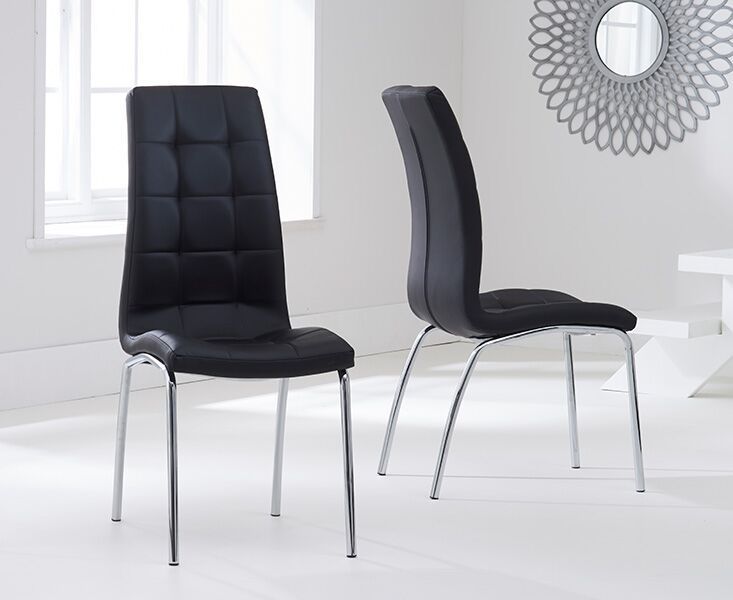 Modern Black Faux Leather Dining Chairs, Contemporary Black Faux Leather Dining Chairs