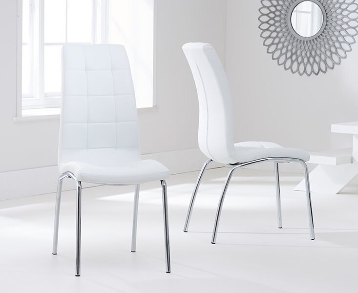 Modern White Faux Leather Dining Chairs, Modern White Faux Leather Dining Chairs