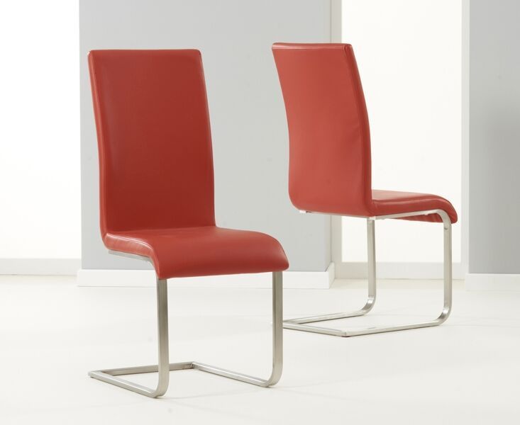 Stunning Red Faux Leather Dining Chairs, Red Faux Leather Parsons Chairs
