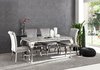 Louis Grey marble dining table and 6 velvet chairs