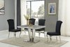 Grey marble / stainless steel dining table and 4 black chairs