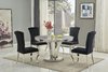 130cm Round marble dining table and 4 black chairs