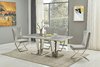 180cm Grey marble dining table with 6 grey velvet chairs