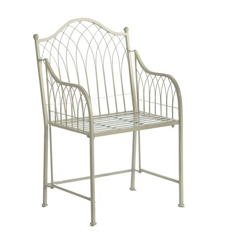 Vintage Cream metal garden carver chair