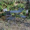 Pewter metal garden bistro table and 4 chairs set