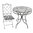 Grey metal garden bistro table and 2 chairs set