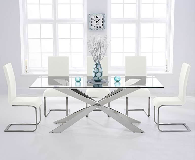 Glass dining table and 8 chairs