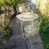Abbey Cream Metal Bistro Tea Table and 2 Chair Set