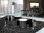 S Shaped black high gloss glass coffee table 2 stools