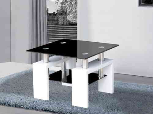 Metro white and black high gloss glass side table