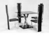 Square glass dining table X chrome and 4 faux chairs set